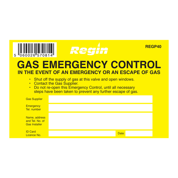 Gas Emergency Control Sticker (8)