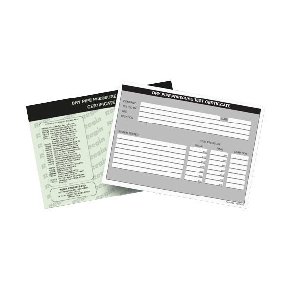 Dry Pipe Pressure Test Certificates