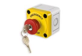 Key reset emergency stop button