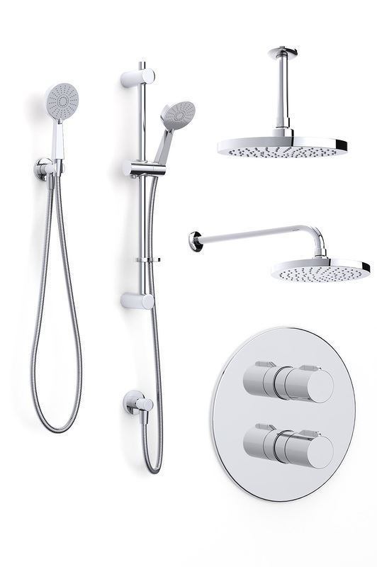 Puro concealed thermostatic shower with rinse station and eco-air handset Puro concealed thermostatic shower with rinse station and eco-air handset