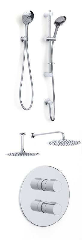 Puro Deluxe concealed thermostatic shower with rinse station and push button handset