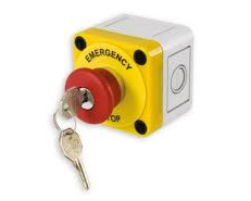 Key reset emergency stop button