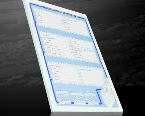 PAD OF POWERFLUSHING COMPLETED CERTIFICATES KAMCO - PFM