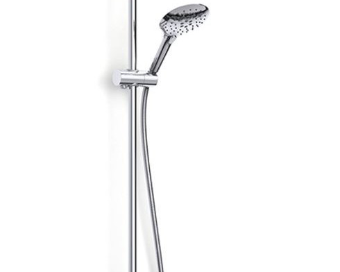 Nio Thermostatic Shower with shelf, adjustable riser, large overhead soaker and push button handset
