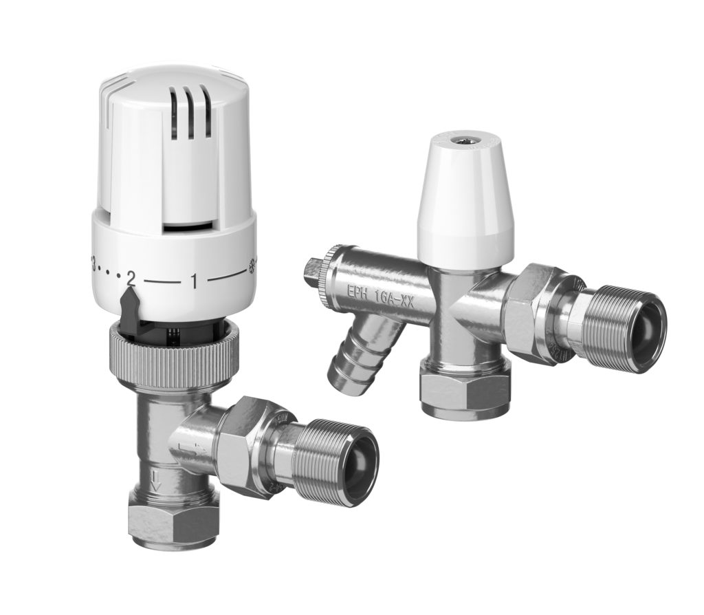 Angled 15mm TRV & Lockshield Drain Off Valve